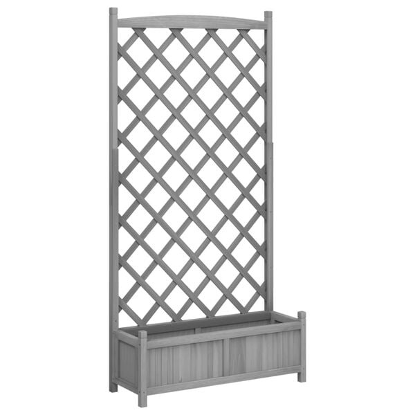 vidaXL Plantenbak met Latwerk Vurenhout Grijs -60%