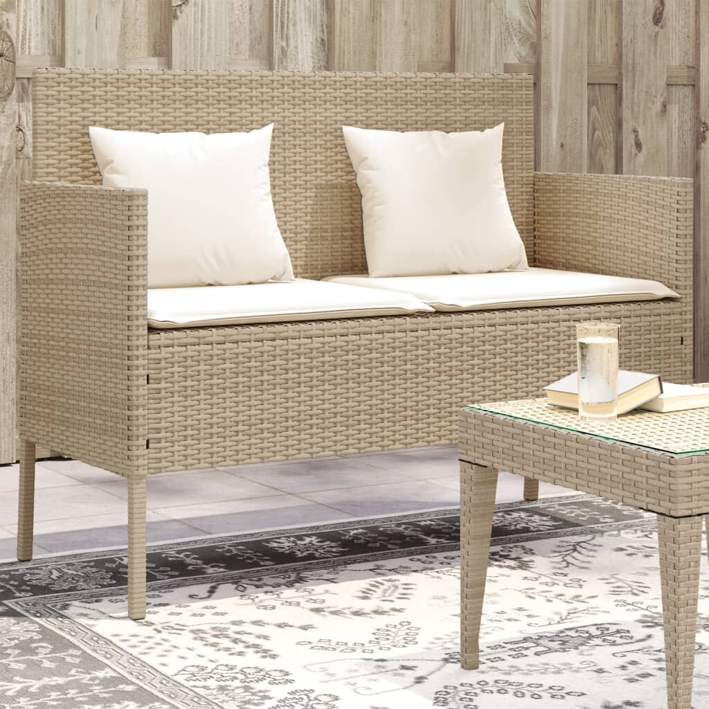 vidaXL Tuinbank Beige met Kussens & Opbergruimte - 35% Korting!