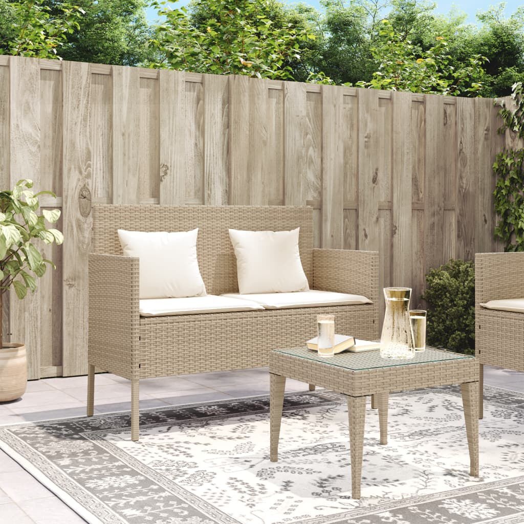 vidaXL Tuinbank Beige met Kussens & Opbergruimte - 35% Korting!