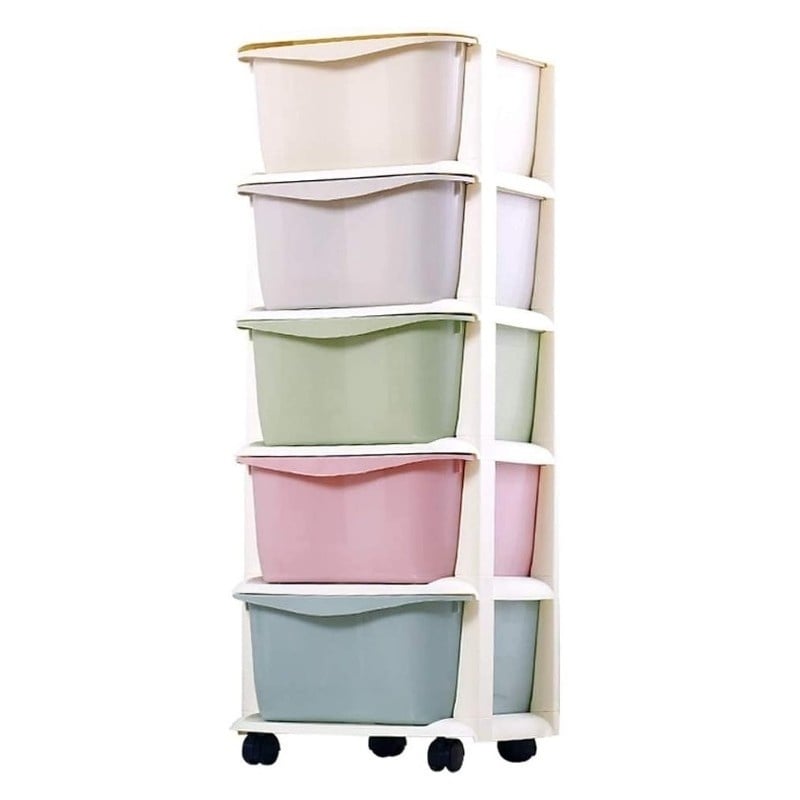 Kinderkast op Wielen - Pastel - 75x40x80cm - 40% Korting!