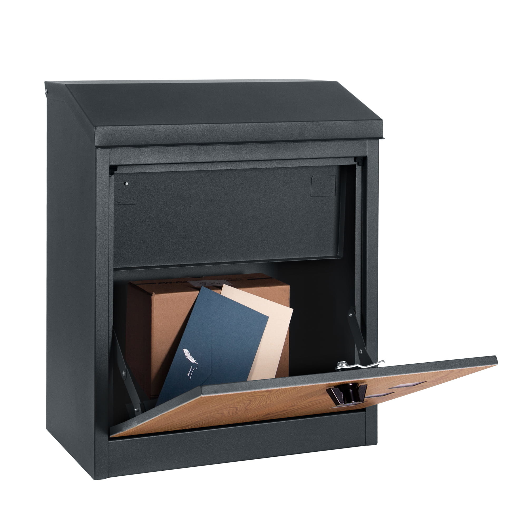 Pakketbrievenbus Antraciet/Houtlook - 43x24x52cm - 55% Korting!
