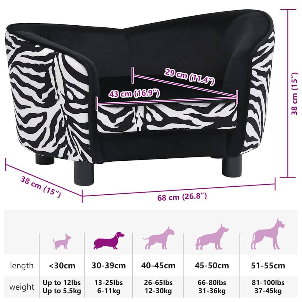 VidaXL Hondenbank Zwart Pluche 68cm -35% Korting!