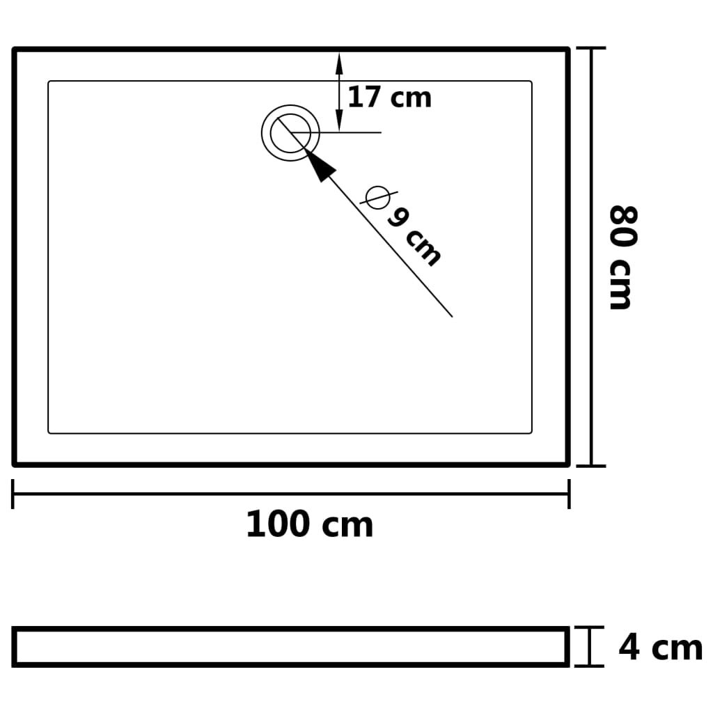vidaXL Douchebak met noppen 80x100x4 cm ABS wit