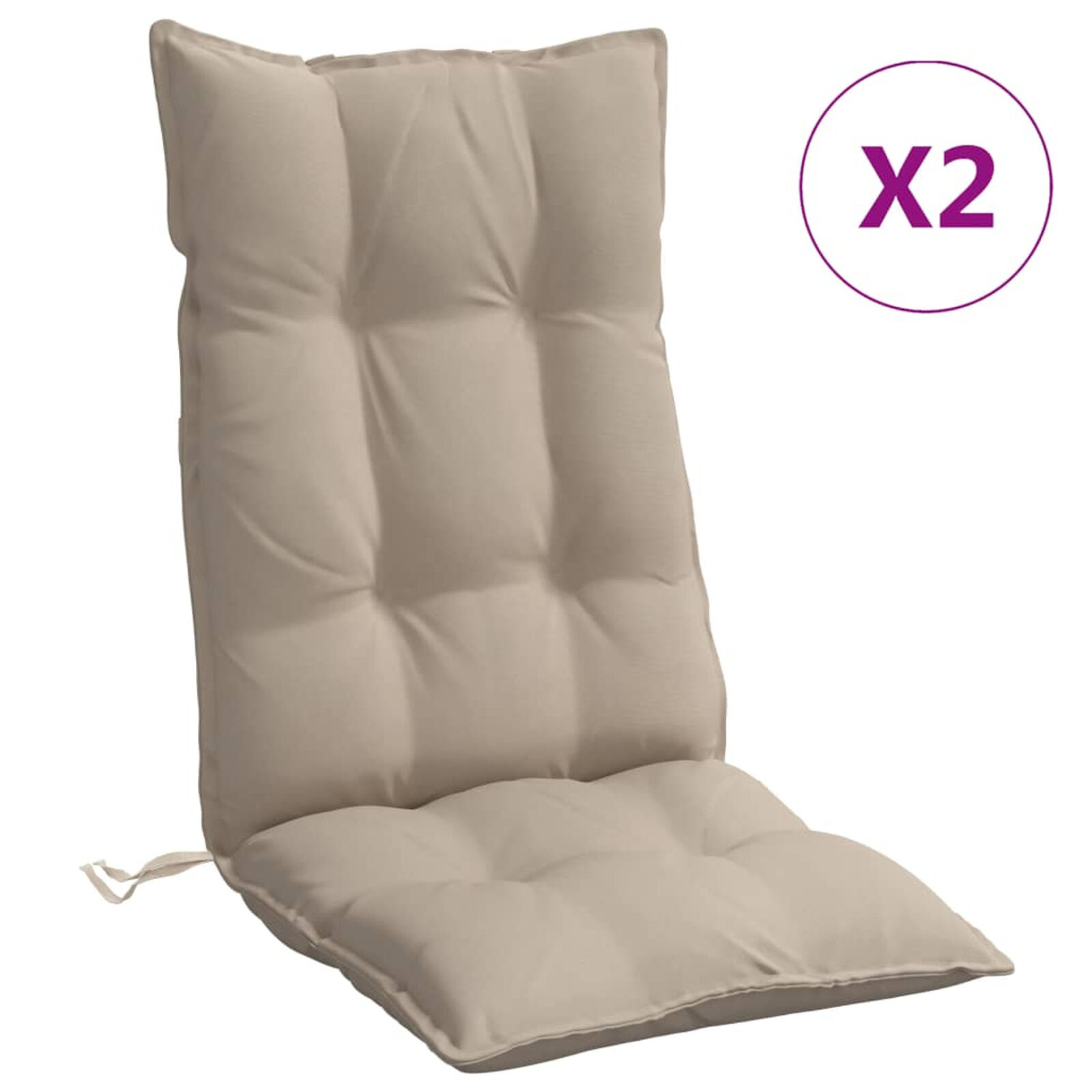 vidaXL Stoelkussens 2 st hoge rug oxford stof taupe