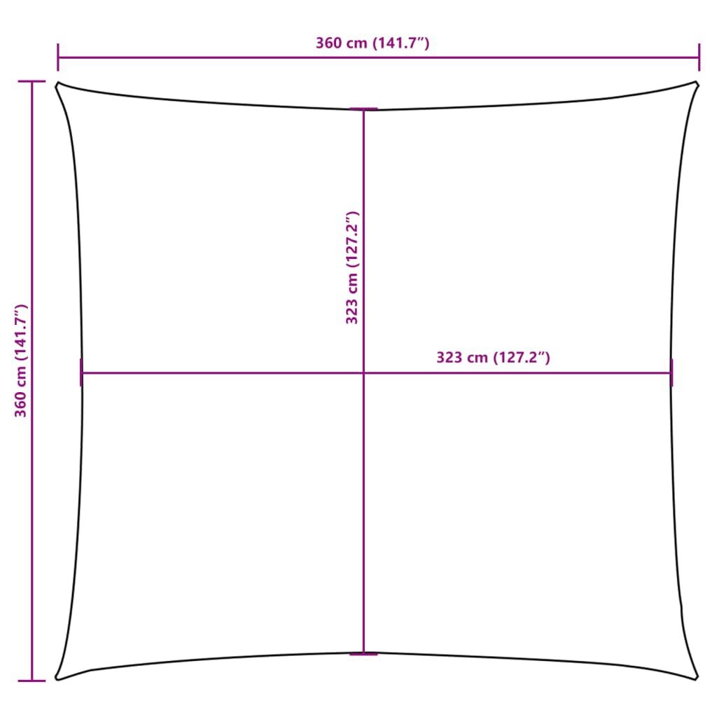 vidaXL Zonnescherm vierkant 3,6x3,6 m oxford stof crèmekleurig