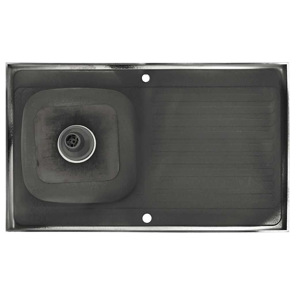 vidaXL Gootsteen met afvoerset 1000x600x155 mm roestvrij staal zilver