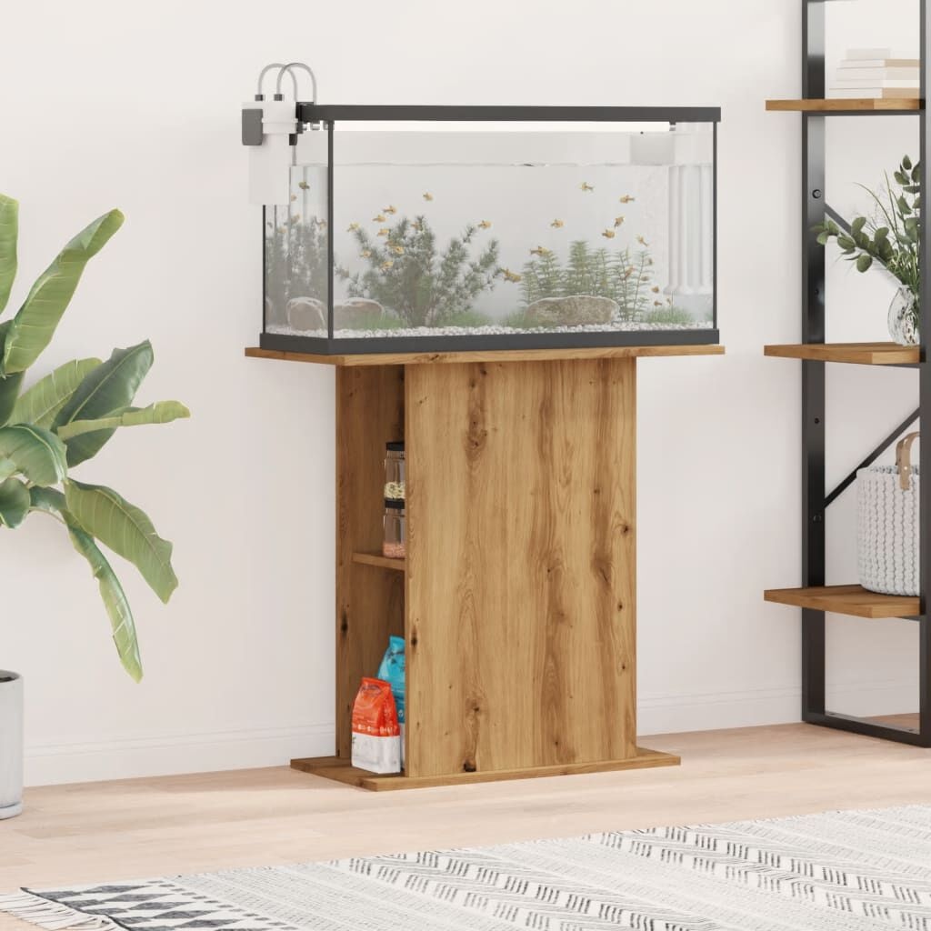 vidaXL Aquariumstandaard 36x75x72,5 cm bewerkt hout artisanaal eiken