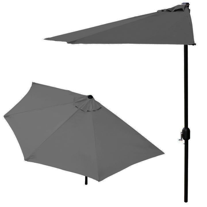 Balkonparasol - halve parasol - met zwengel - 240 cm - grijs