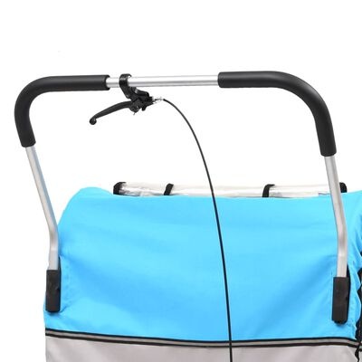 vidaXL Fietstrailer en kinderwagen 2-in-1 blauw en grijs