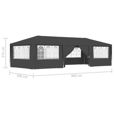 vidaXL Partytent met zijwanden professioneel 90 g/m² 4x9 m antraciet