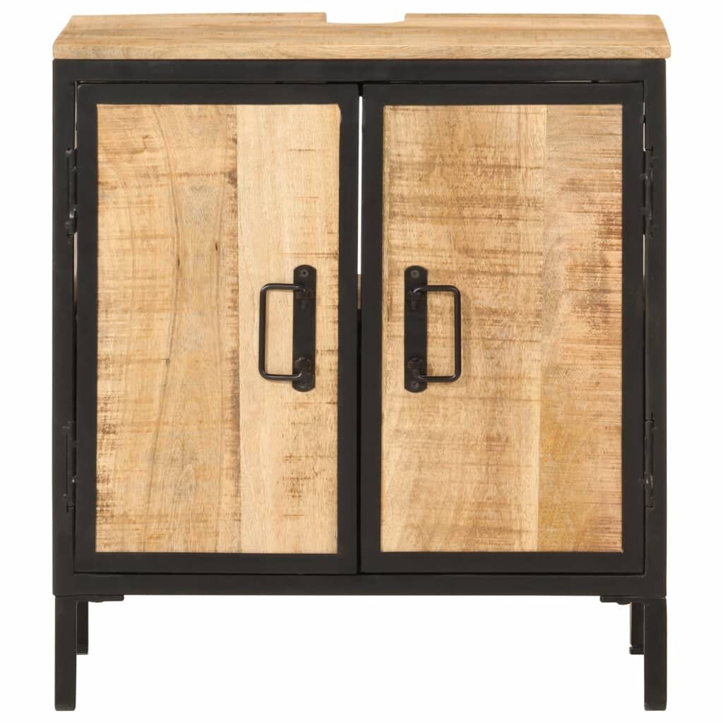 vidaXL Wastafelkast 55x35x60 cm massief mangohout en ijzer