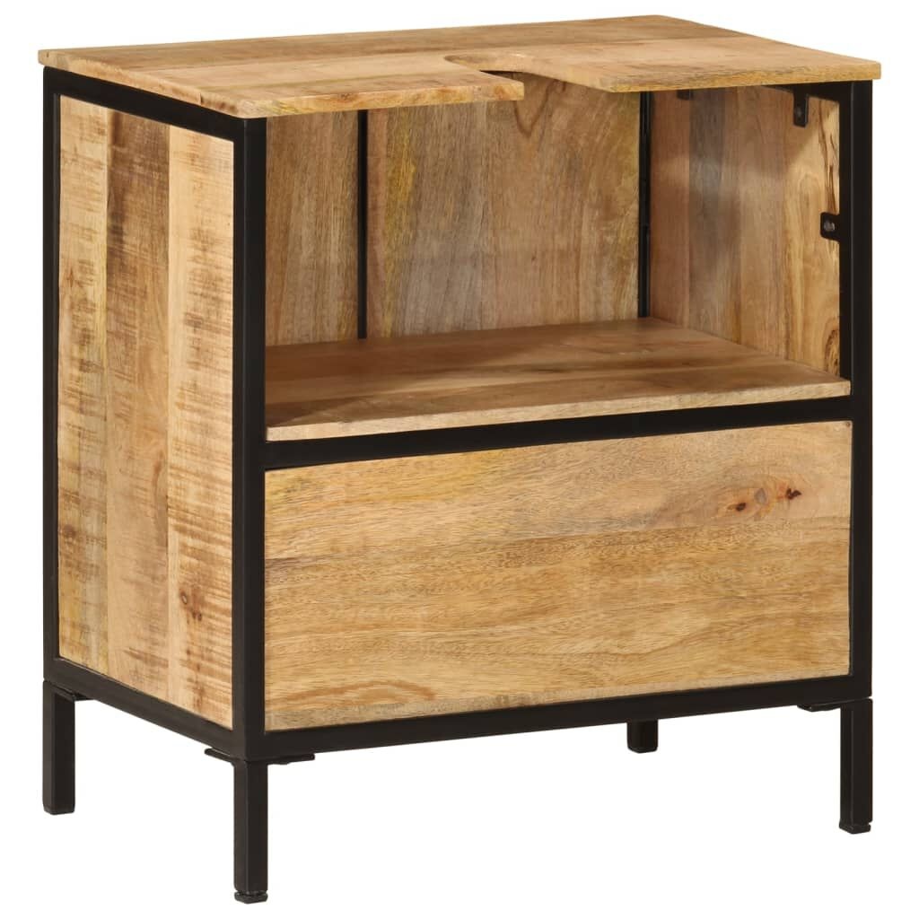 vidaXL Wastafelkast 55x35x60 cm massief mangohout en ijzer