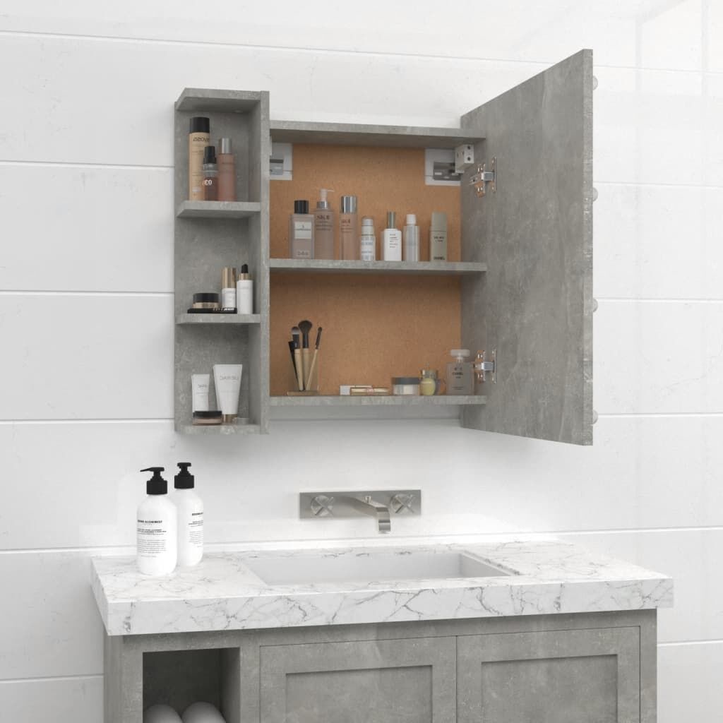 vidaXL Spiegelkast met LED-verlichting 70x16,5x60 cm betongrijs