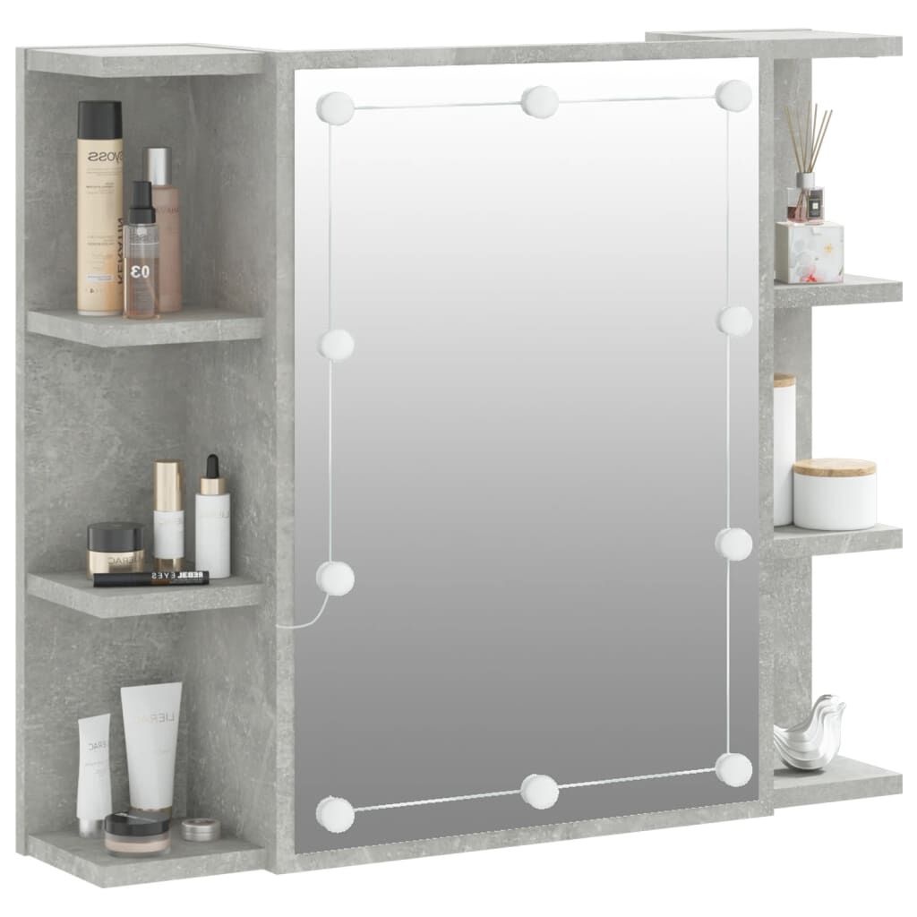 vidaXL Spiegelkast met LED-verlichting 70x16,5x60 cm betongrijs