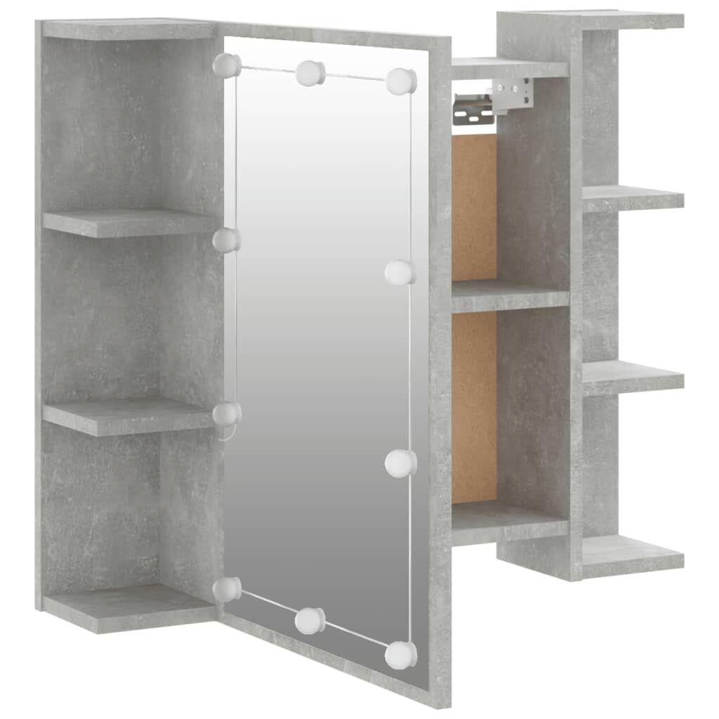 vidaXL Spiegelkast met LED-verlichting 70x16,5x60 cm betongrijs