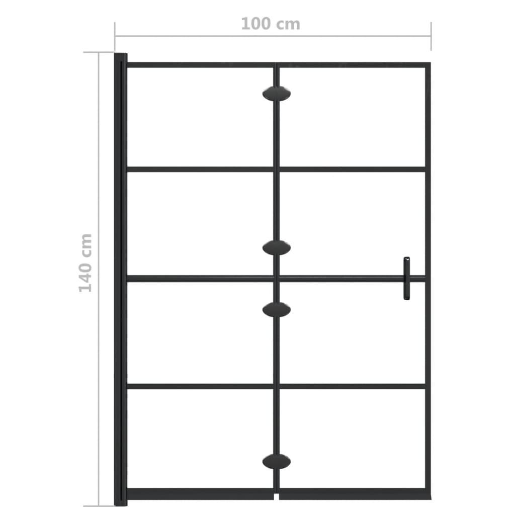 vidaXL Douchewand inklapbaar 100x140 cm ESG zwart