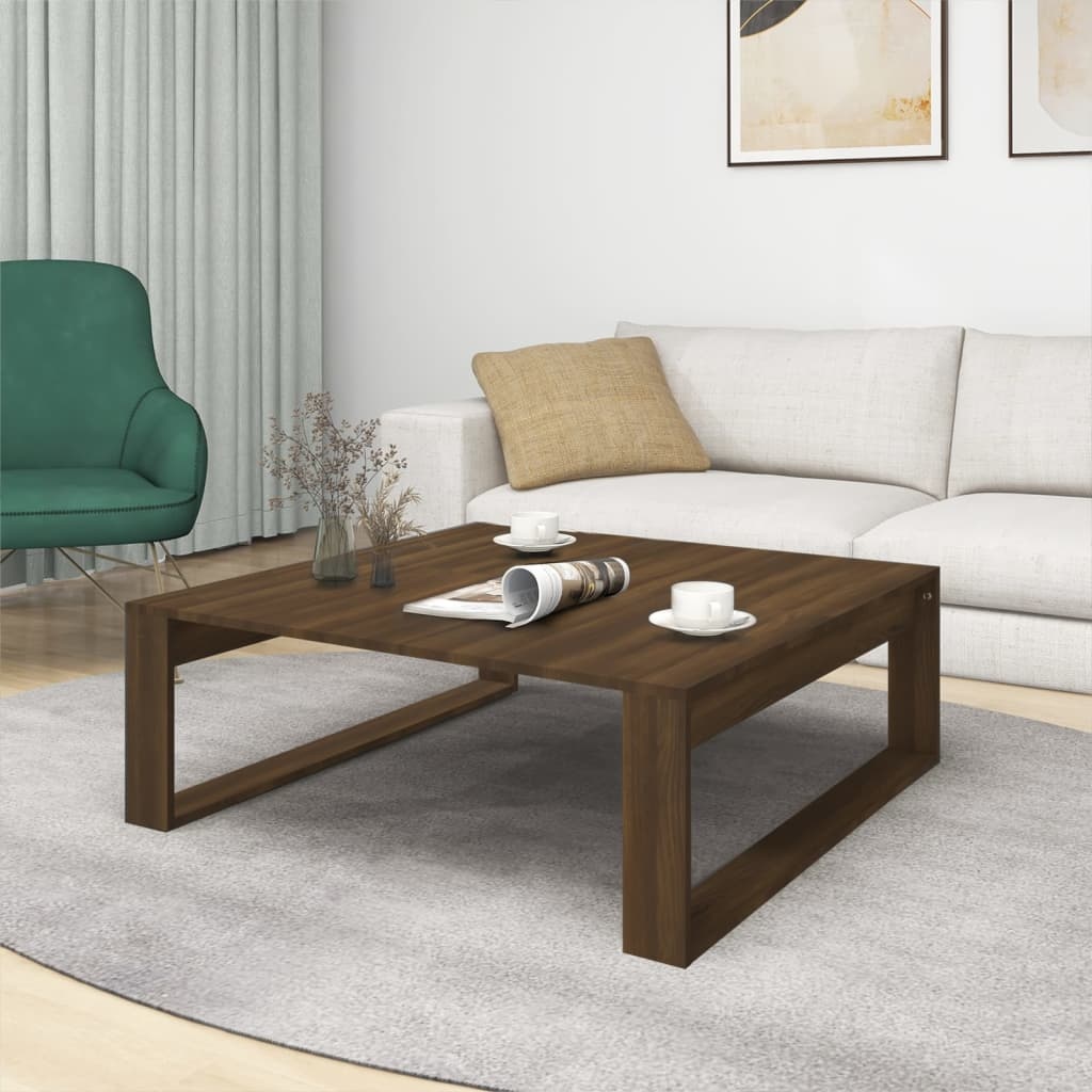 vidaXL Salontafel 100x100x35 cm bewerkt hout bruin eikenkleur