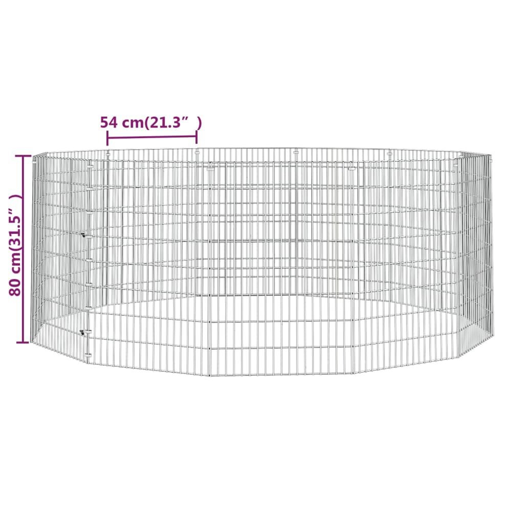 vidaXL Dierenverblijf 12 panelen 54x80 cm gegalvaniseerd ijzer