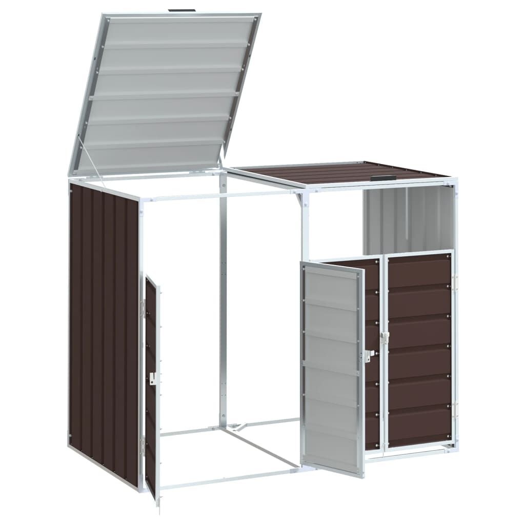 vidaXL Containerberging voor 2 containers 144x81x113 cm staal bruin