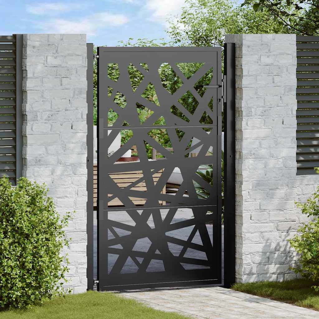 vidaXL Poort met lichtontwerp 105x155 cm staal zwart