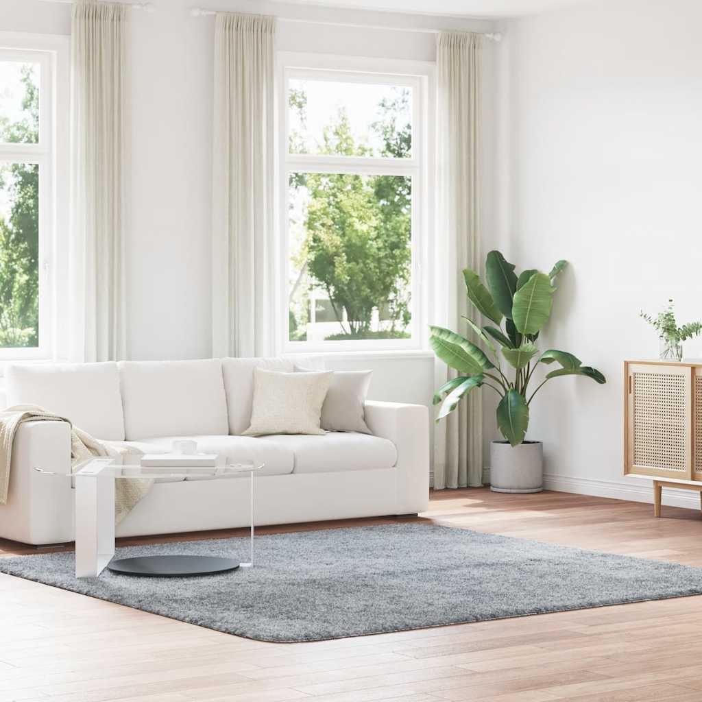 vidaXL Hoogpolig vloerkleed NAVARRA 240x240 cm polyester lichtgrijs