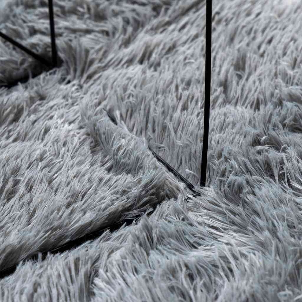 vidaXL Hoogpolig vloerkleed NAVARRA 240x240 cm polyester lichtgrijs