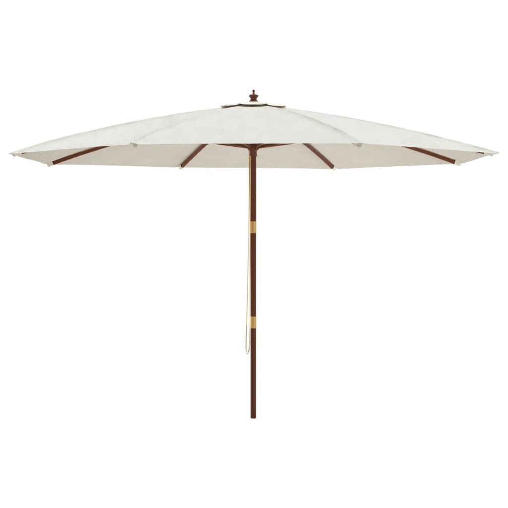 vidaXL Parasol met houten paal 400x273 cm zandkleurig