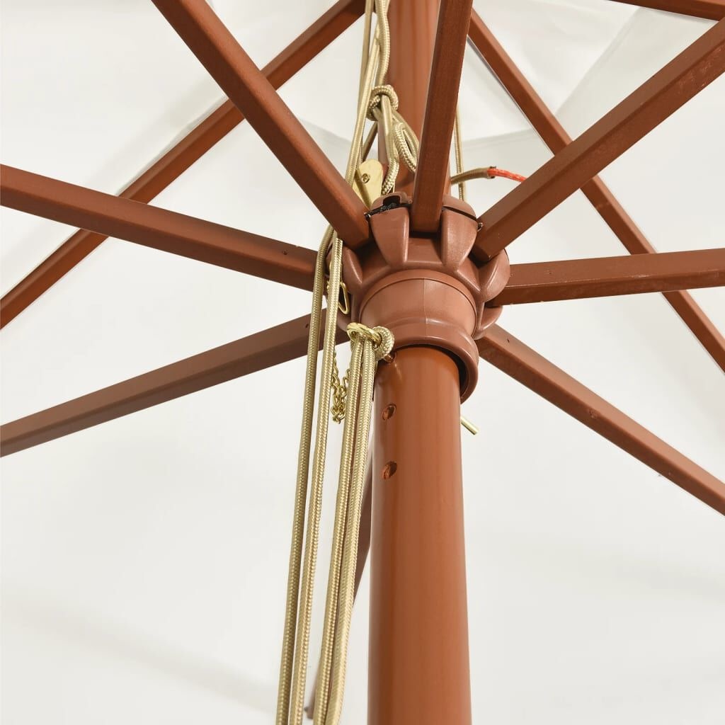 vidaXL Parasol met houten paal 400x273 cm zandkleurig
