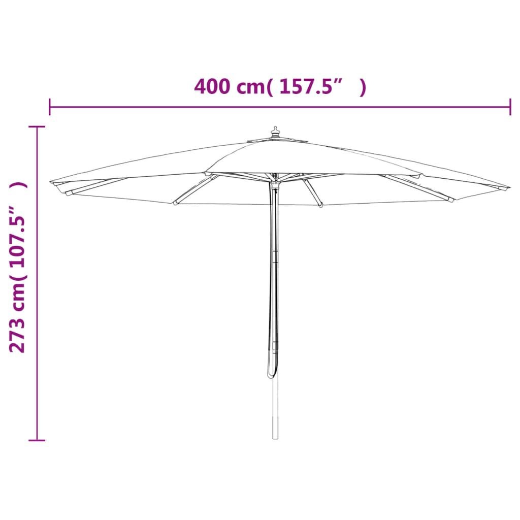vidaXL Parasol met houten paal 400x273 cm zandkleurig