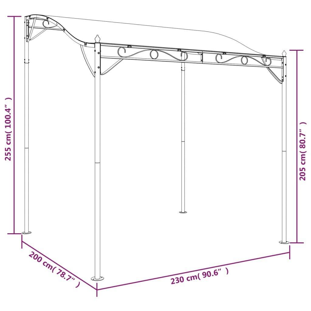 vidaXL Luifel 2x2,3 m 180 g/m² stof en staal taupe