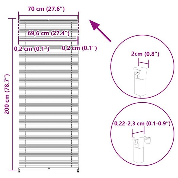 vidaXL Plisséjaloezie 70x200 cm Wit - 40% Korting!