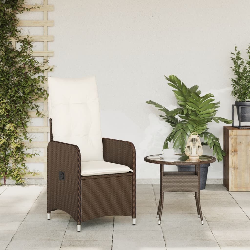 VidaXL Verstelbare Tuinstoel Bruin m. Kussens -46% Korting!