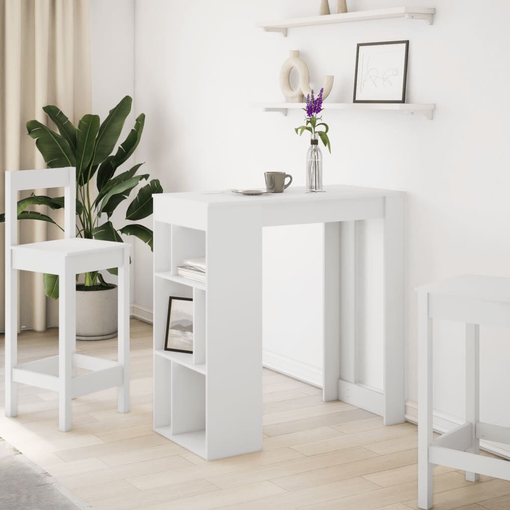 vidaXL Bartafel Wit - 102cm + Rekken - 35% Korting!