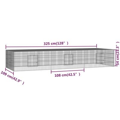 vidaXL Konijnenkooi 325cm - Gegalvaniseerd - 40% Korting!