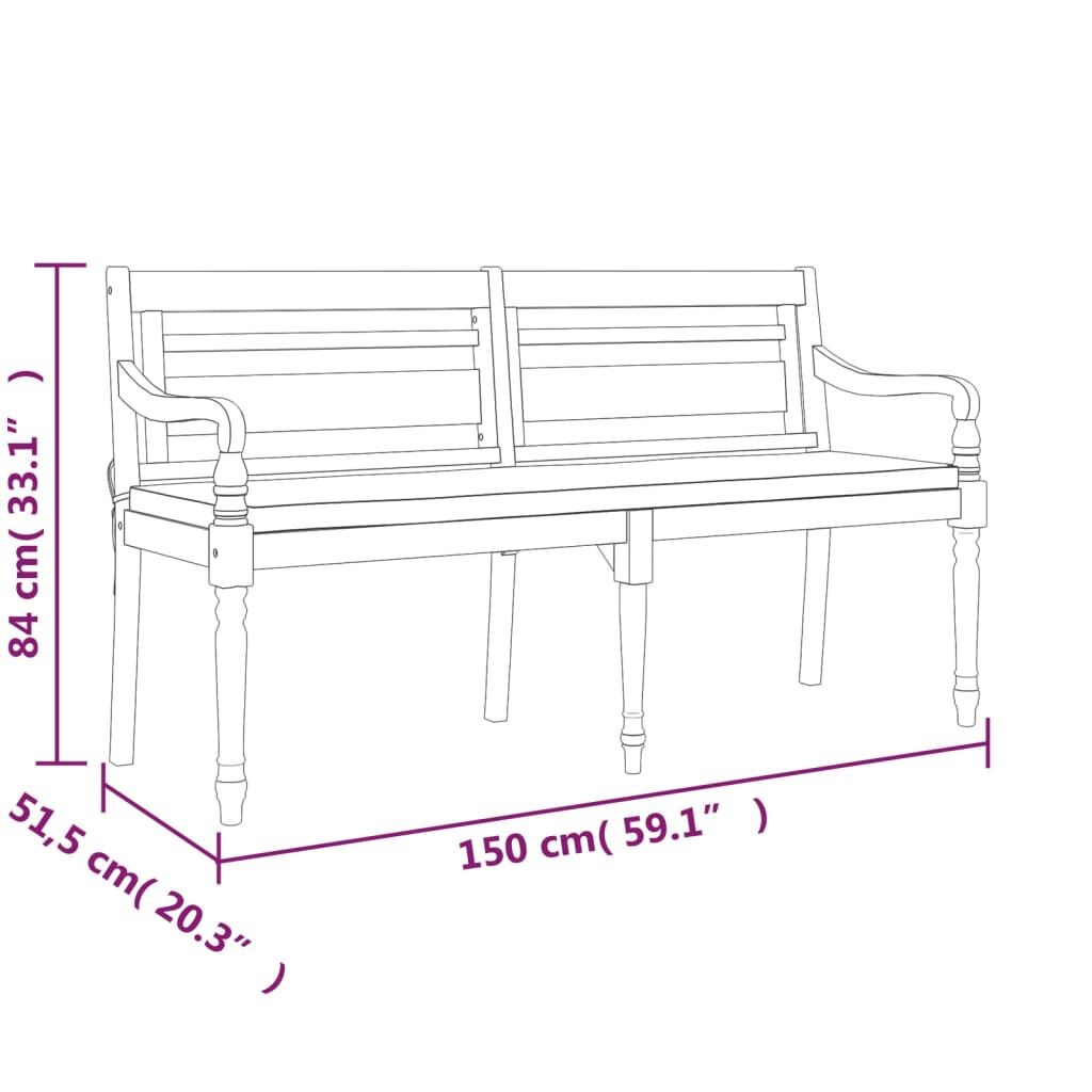 Batavia Teak Bankje 150cm + Kussen - 35% Korting!