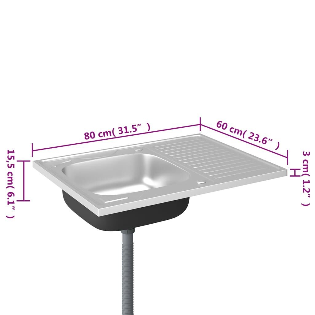 vidaXL RVS Gootsteen 80x60 - Zo Goed Als Nieuw - 40% Korting!