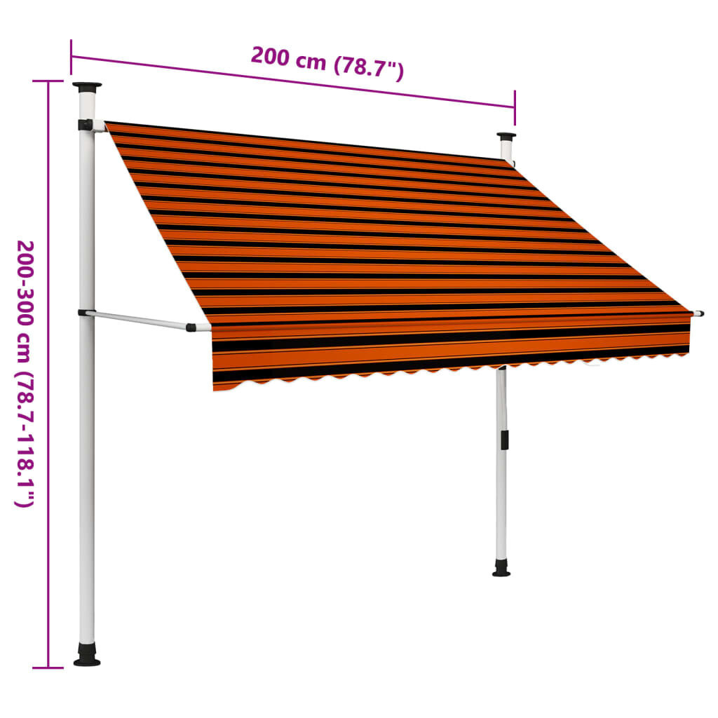 vidaXL Luifel 200cm Oranje/Bruin - Handmatig - 40% Korting!