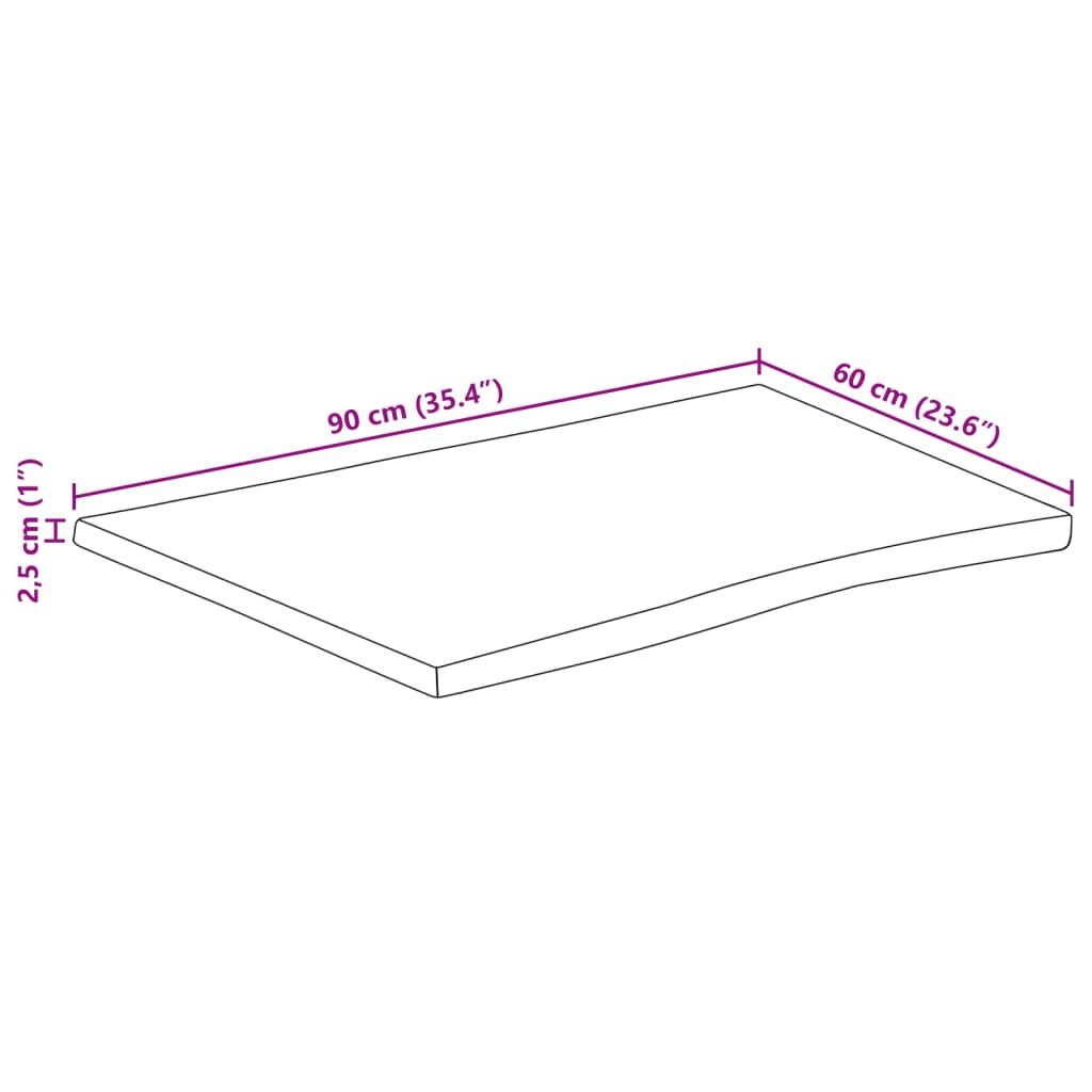 Massief Mangohouten Tafelblad 90x60cm - 35% Korting!