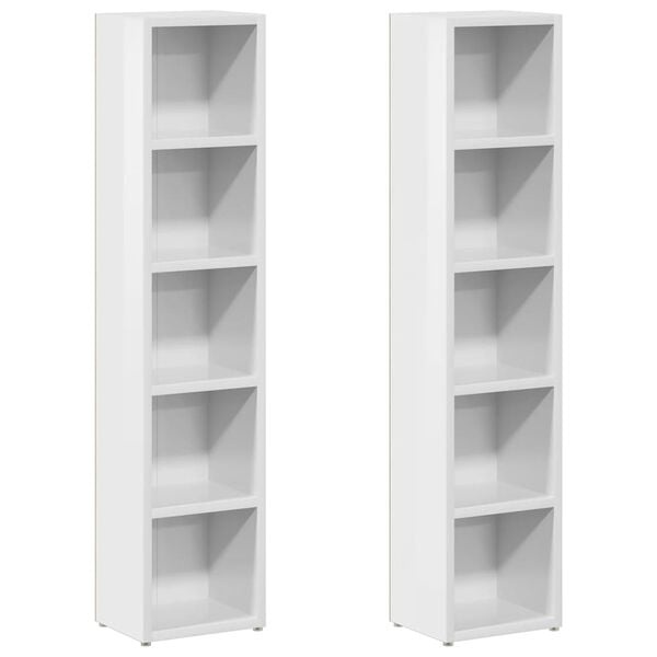 vidaXL Cd-kasten 2 st 21x16x93,5 spaanplaat hoogglans wit