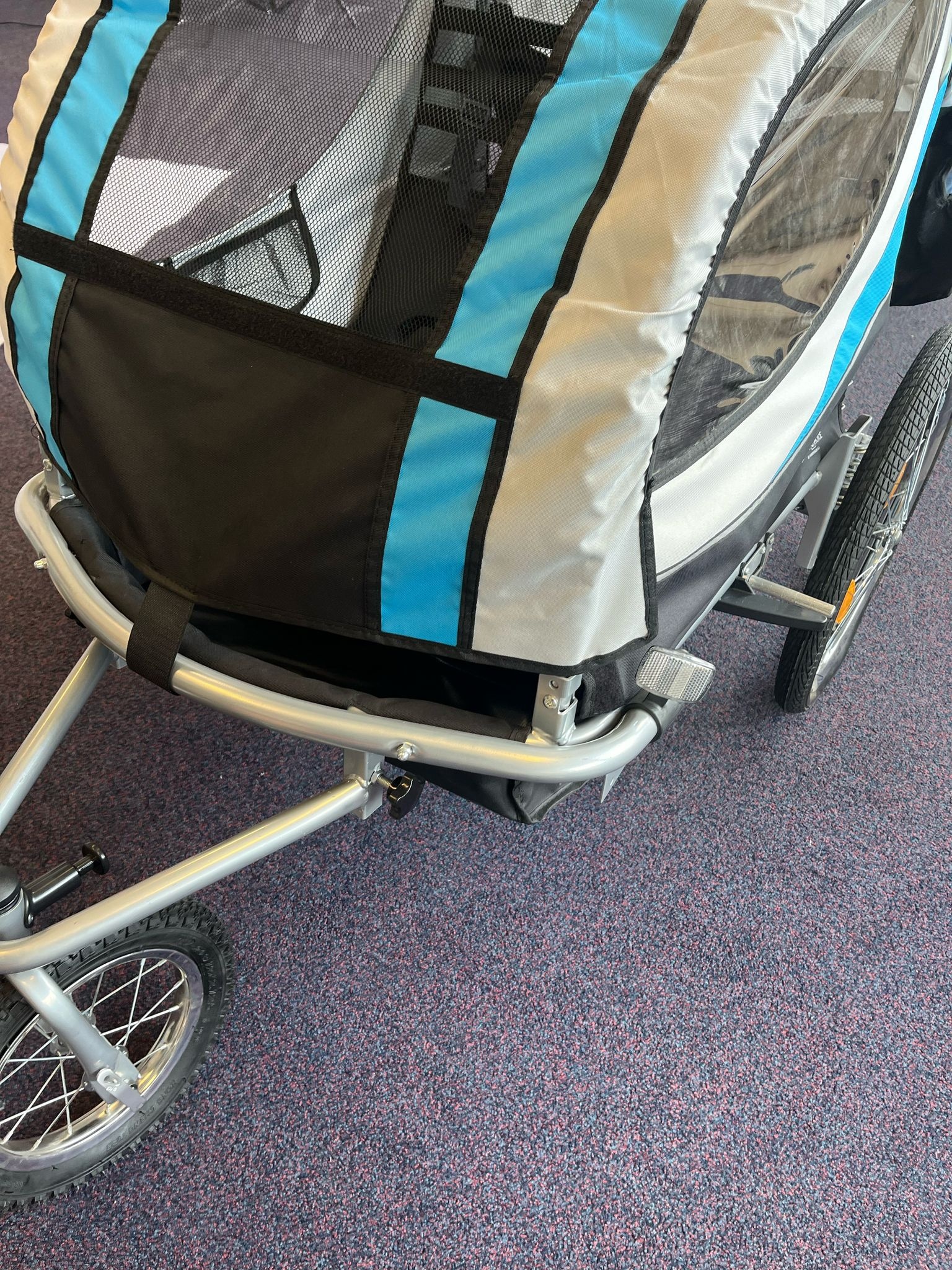 Fietskar Kind/Buggy 2-Zits met Schokbreker Blauw - 50% Korting!