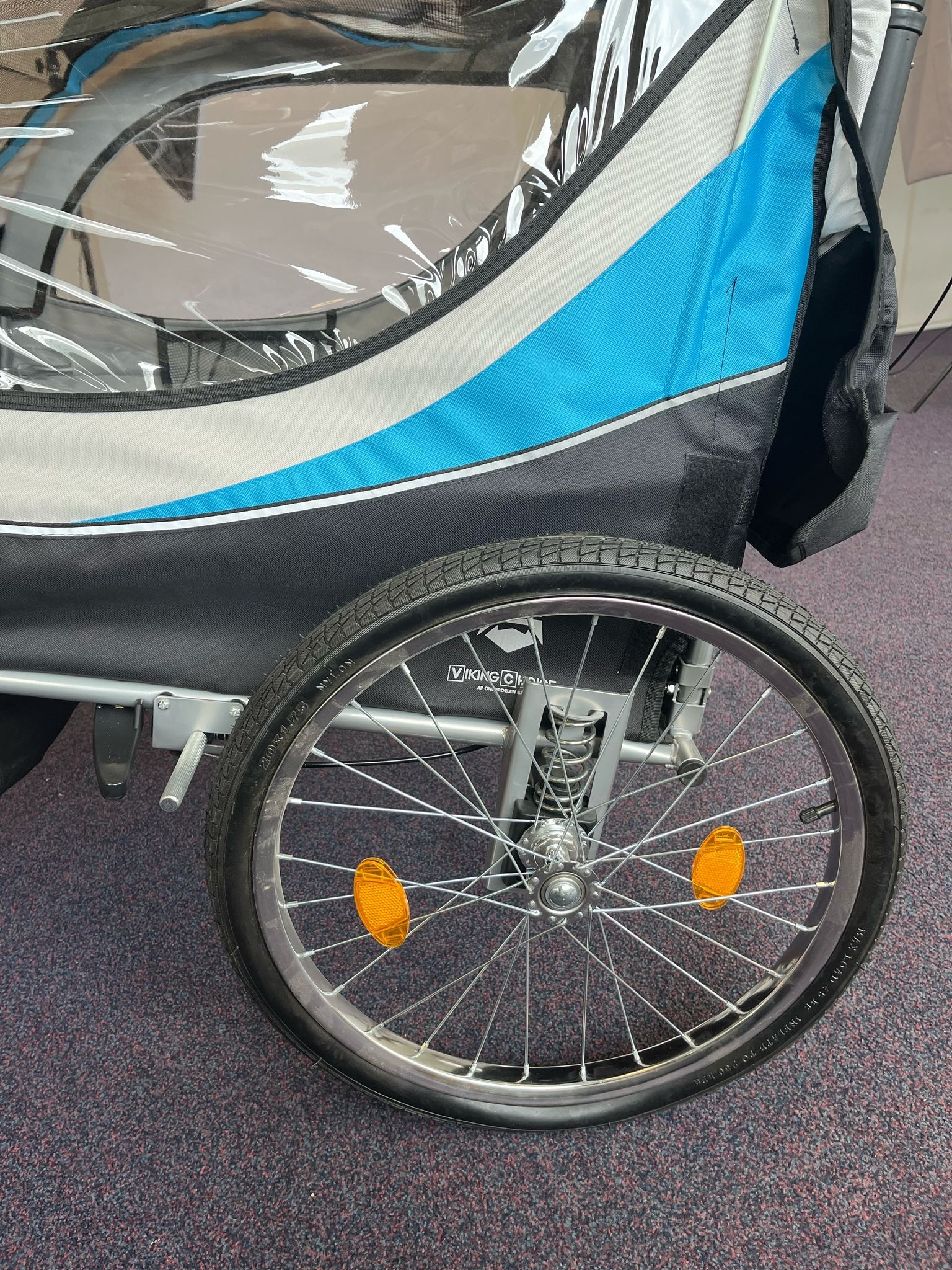 Fietskar Kind/Buggy 2-Zits met Schokbreker Blauw - 50% Korting!