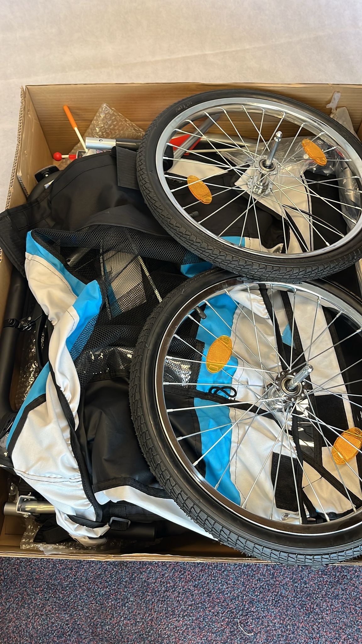 Fietskar Kind/Buggy 2-Zits met Schokbreker Blauw - 50% Korting!