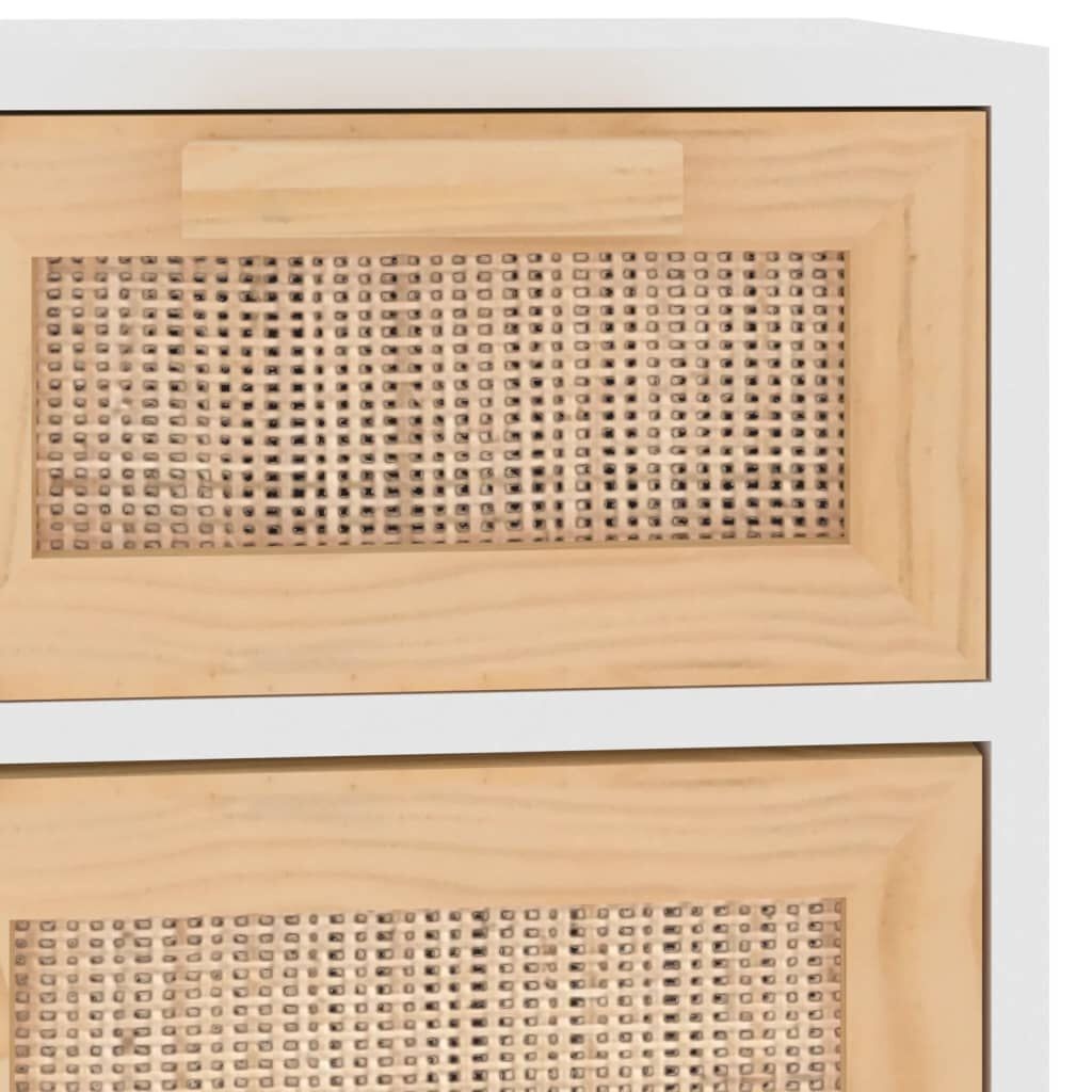 vidaXL Dressoir Grenenhout & Rattan Wit -60x30x75cm - 40% Korting!
