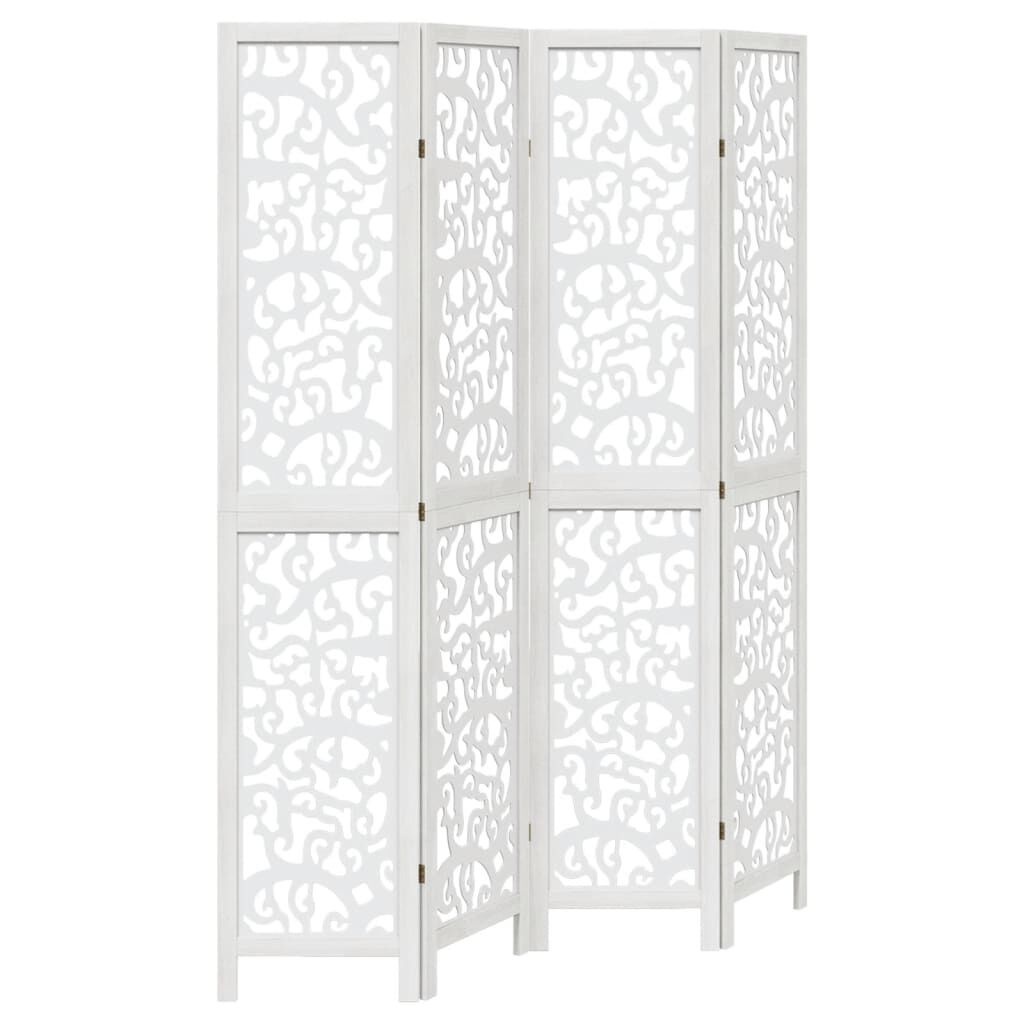 Kamerscherm 4 Panelen Paulowniahout Wit - 35% Korting!