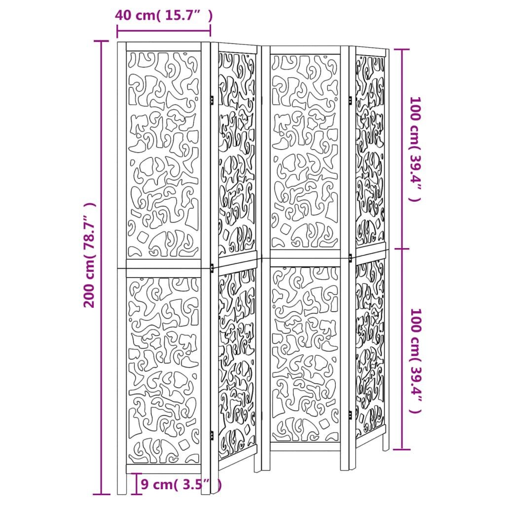 Kamerscherm 4 Panelen Paulowniahout Wit - 35% Korting!