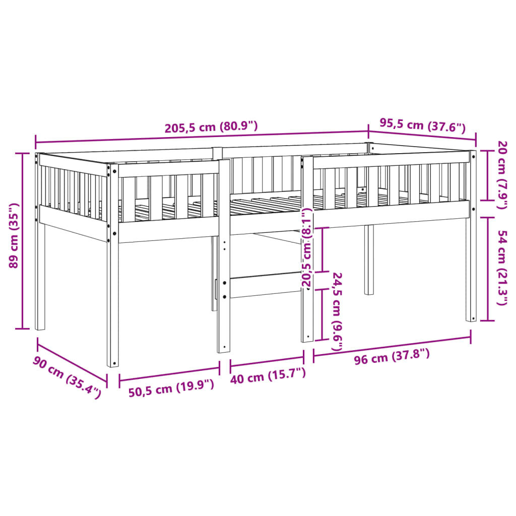 Kinderbed 90x200 Grenenhout - 40% Korting! (Zo Goed Als Nieuw)