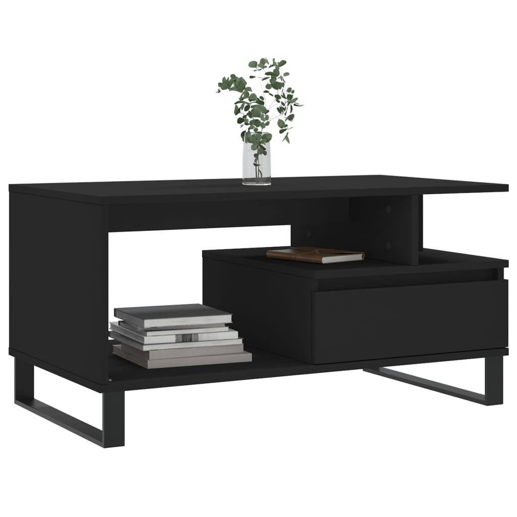 Salontafel Zwart Hout 90x49cm - 35% Korting! Zo Goed Als Nieuw