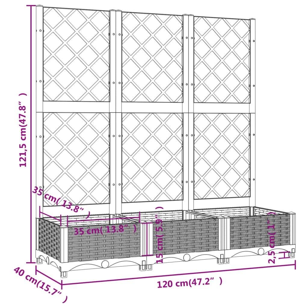 vidaXL Plantenbak met Latwerk 120cm Zwart - 55% Korting!
