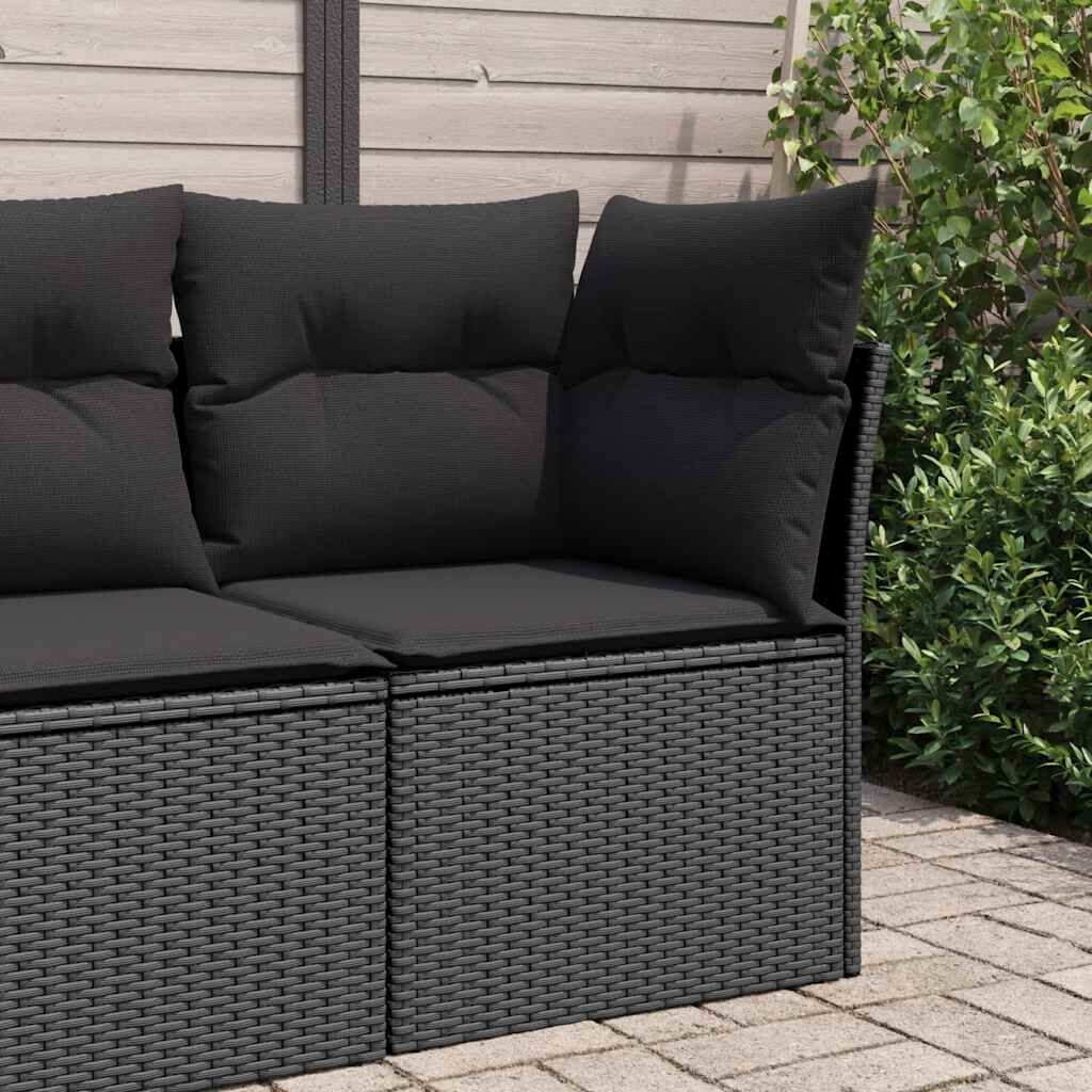 vidaXL Tuinhoekbank Zwart met Kussens -40%! Zo Goed Als Nieuw