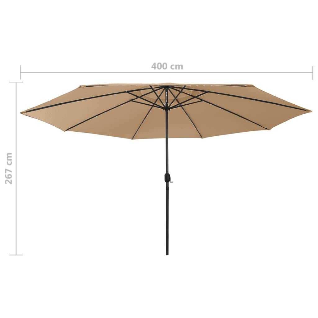 vidaXL Parasol met LED 400cm Taupe - 40% Korting!
